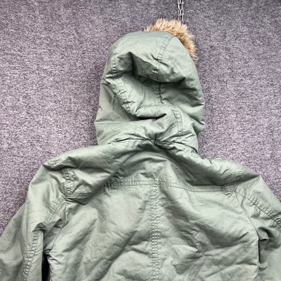 Gap Parka Womens Medium Olive Green Sherpa Faux Fur Hooded Jacket 704423-01 - Picture 16 of 16